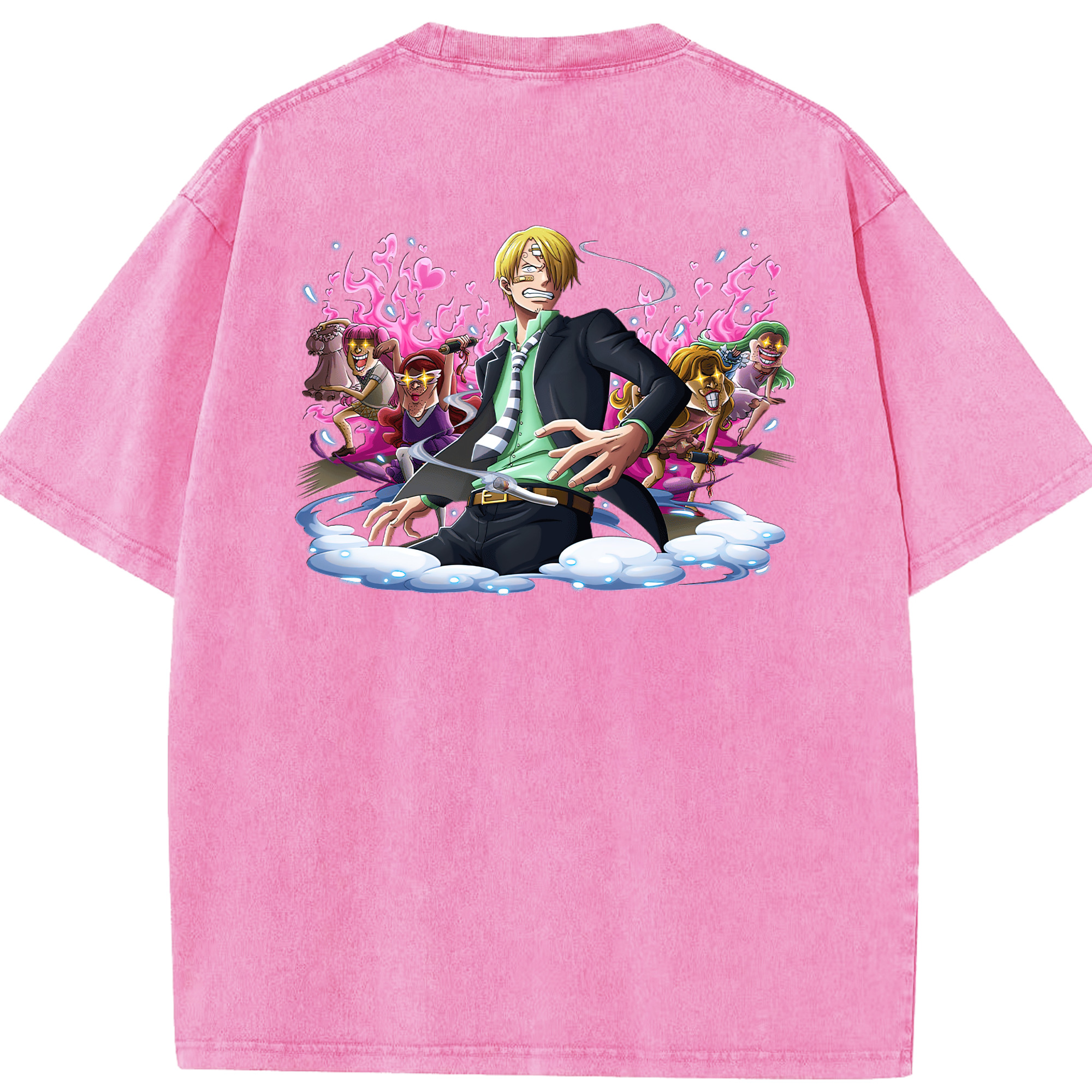 ワンピース サンジ ONE PIECE Sanji 綿100% ヴィンテージ風 半袖Tシャツ（背面プリント）